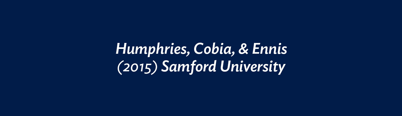 Humphries, Cobia, & Ennis (2015) Samford University