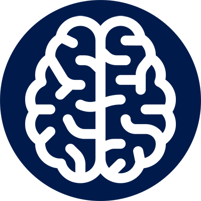 Blue Circle with Brain outline, representing "Decreased Cognitive Ability"